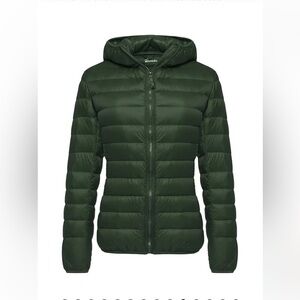 Wantdo Green Down Hooded Thermolite Packable Puffer Jacket, size Large